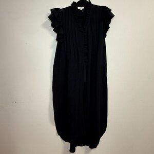NWT Entro Black Ruffle Sleeve Pleated Tunic Top Women's Size Medium